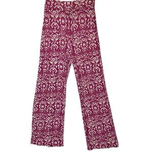 Lauren Ralph Lauren Pink & White Ikat Print Stretch Pants 1X Viscose/Elastane